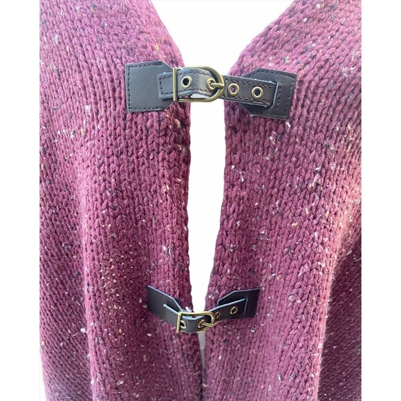 Simply Noelle NWT Purple Maroon Knit Shawl Wrap Poncho Cape Boho Cozy Lagenlook - Picture 6 of 10